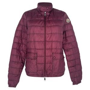 Moncler Lans Zip-Up Down Jacket in Burgundy Polyamide